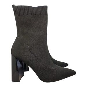 Cope Robins Black Sock Ankle Boots Size 10 Block Heel Pointed Toe